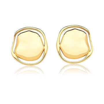 Brinco oval orgânico liso dourado