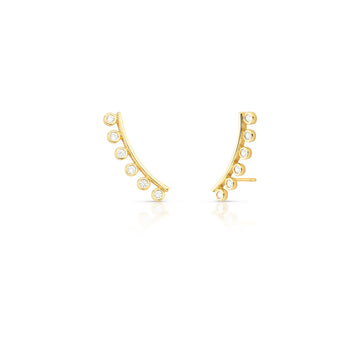 Brinco ear cuff ovais cristais dourado