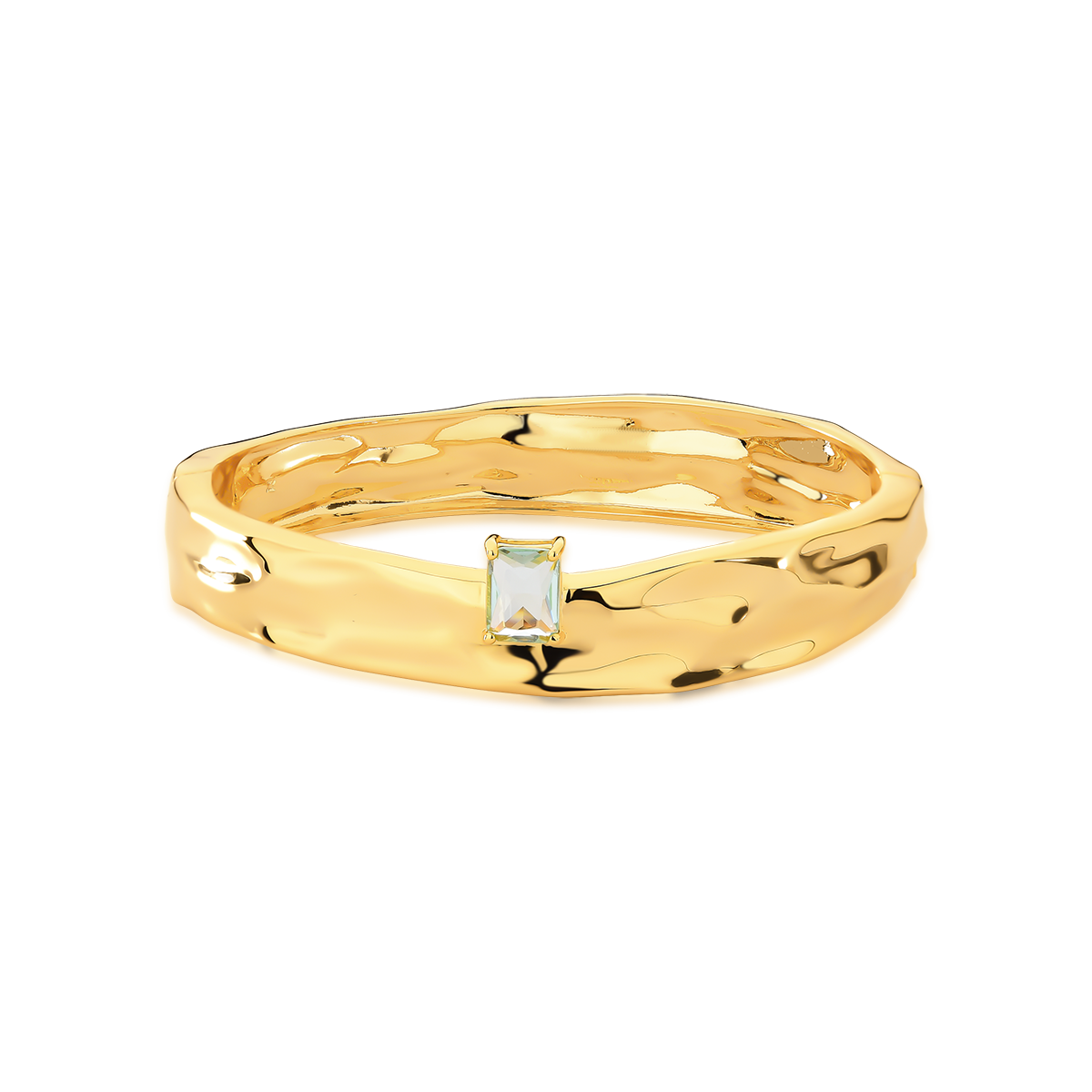 Pulseira bracelete orgânico com retângulo berilo dourado