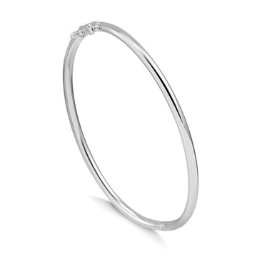 Pulseira bracelete liso slim em ródio branco