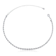 Colar choker cordão baiano em ródio branco