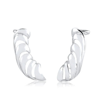 Brinco ear cuff Jade envolvente em ródio branco