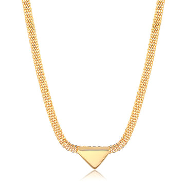 Colar choker trama triangulo liso dourado