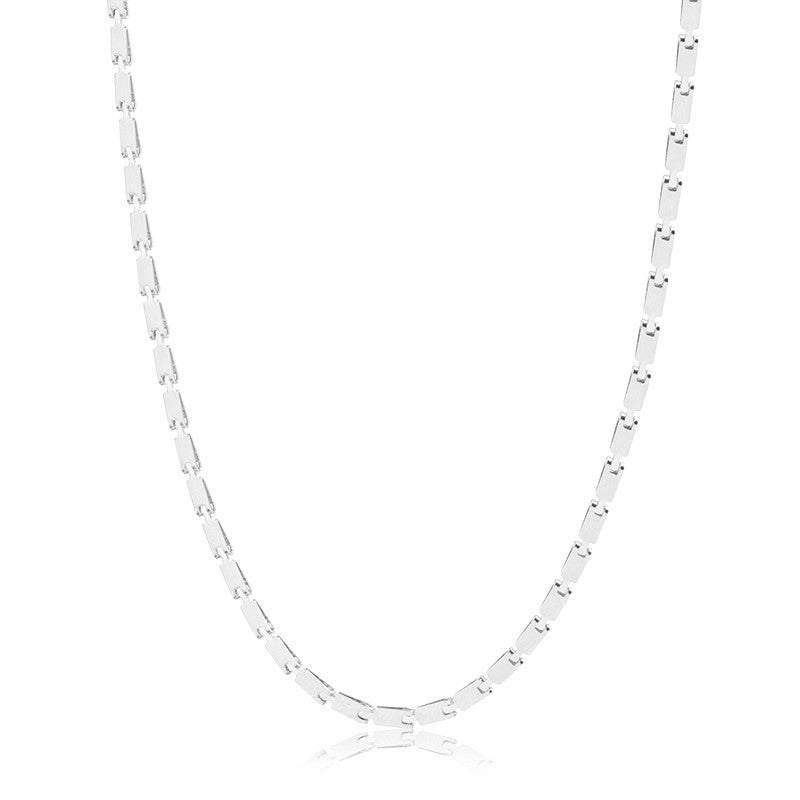 Colar choker retângulos lisos em ródio branco