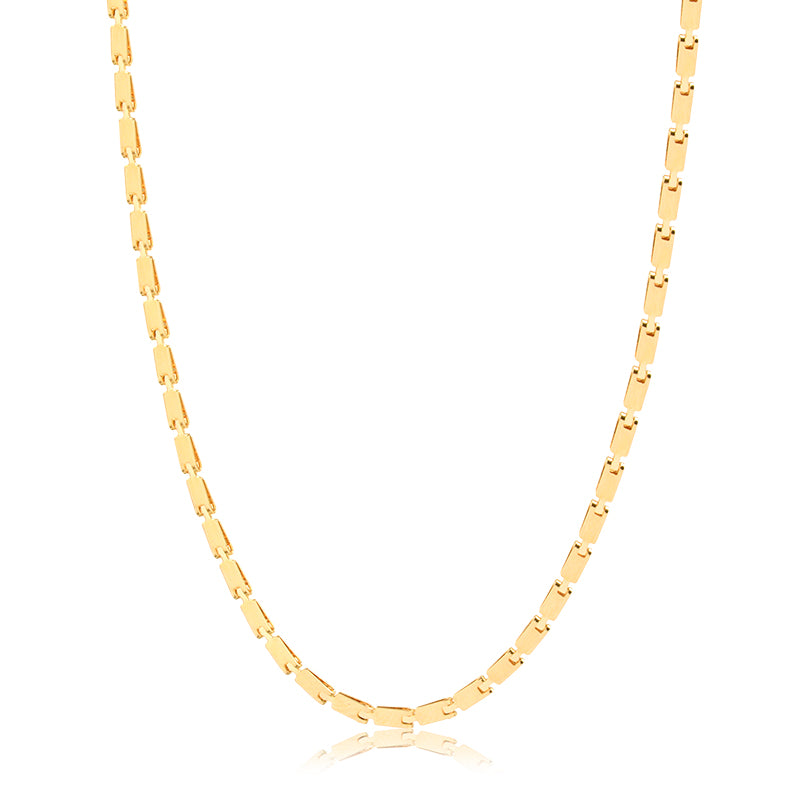 Colar choker retângulos lisos dourado