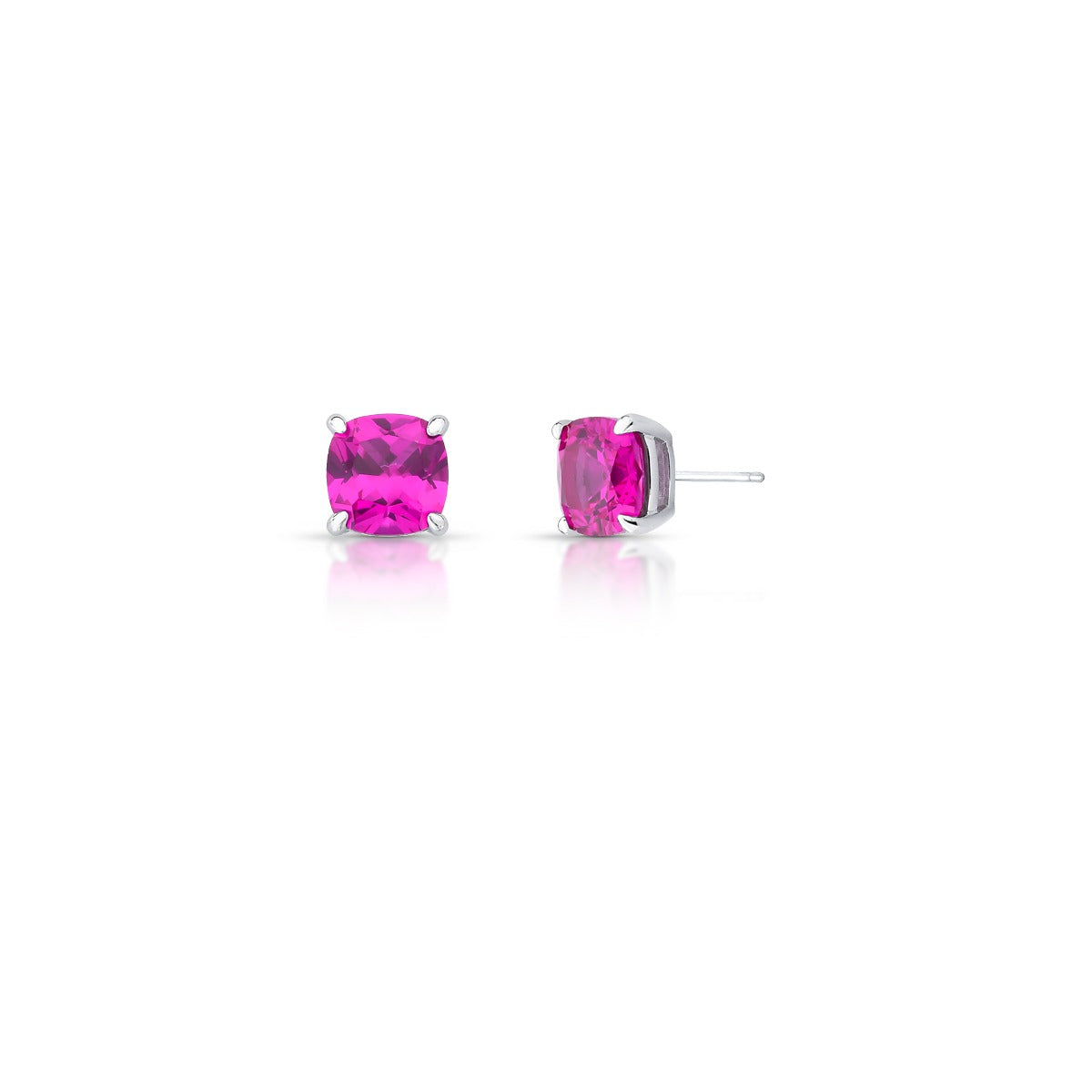 Brinco quadrado turmalina rosa maior 10mm em prata 925