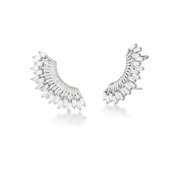 Brinco ear cuff  cristais em ródio branco