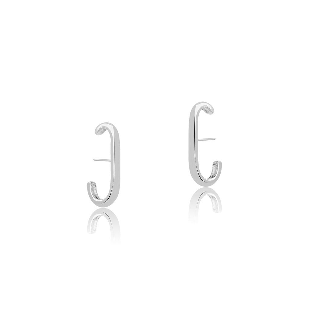 Brinco ear hook liso ródio branco