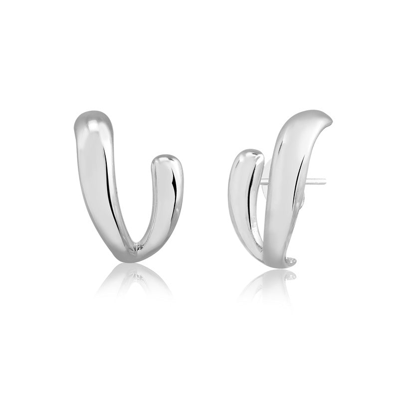 Brinco ear hook duplo gota lisa em ródio branco