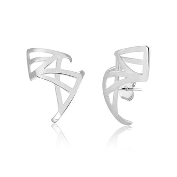 Brinco ear cuff vazado em ródio branco